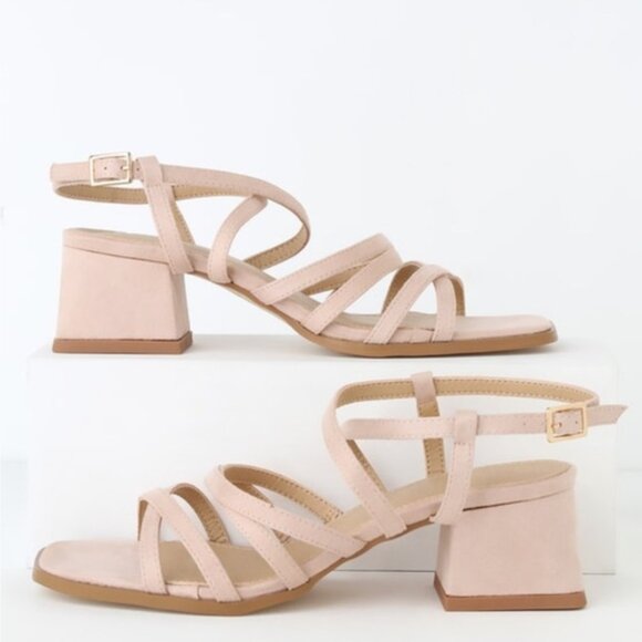 Vivi Nude Suede Strappy High Heel Sandals size 6.5 - Picture 6 of 10